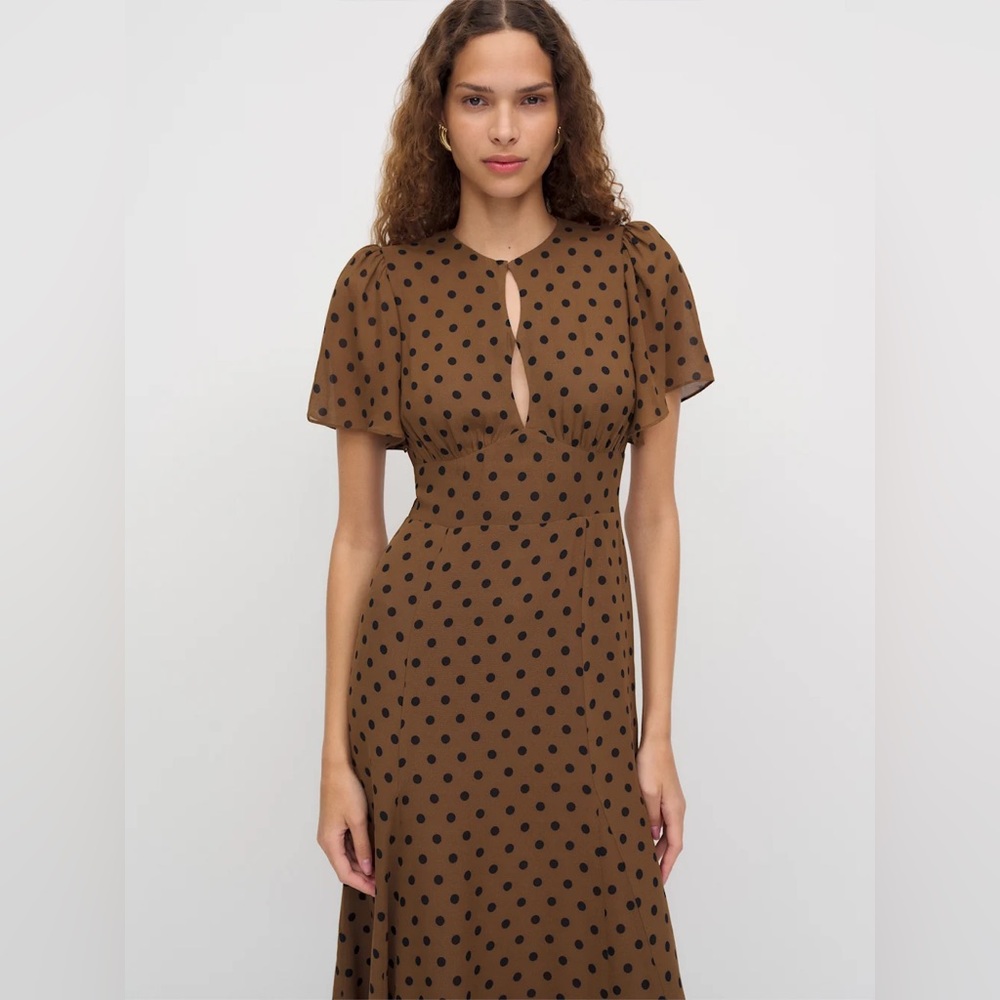 Reformation NWT Corynn Dress in Brown/Black - Size 2